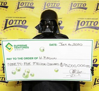 Darth Vader Anonymous Lottery Winner in Jamaica