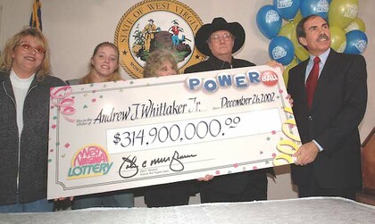Jack Whittaker with Powerball Jackpot Check