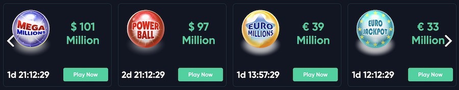 Lottery.Bitcoin.com Sample Game Selection