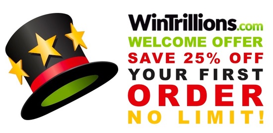 WinTrillions Welcome Offer 25% Off Entire Order
