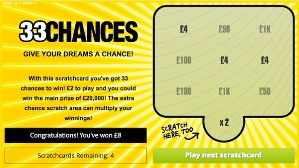 33 Chances Scratch Card