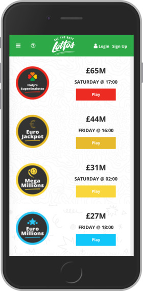 AllTheBestLottos.com Mobile Site Screenshot