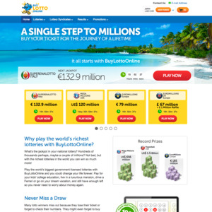 BuyLottoOnline.com Online Lotteries Homepage