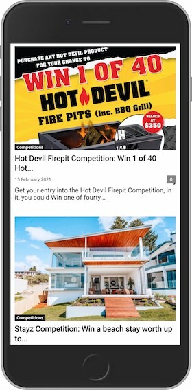 CompetitionsinAustralia.com Mobile Site