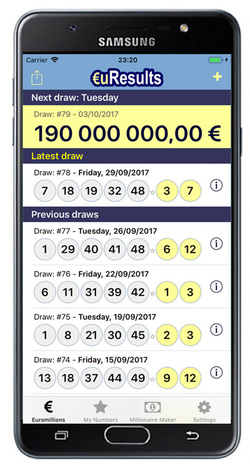 EuroMillions: euResults App Screenshot
