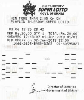 India Saturday Super Lotto Ticket