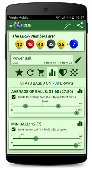 Lottery Generator Based on Stats Android Screenshot
