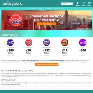 Lottery World Homepage