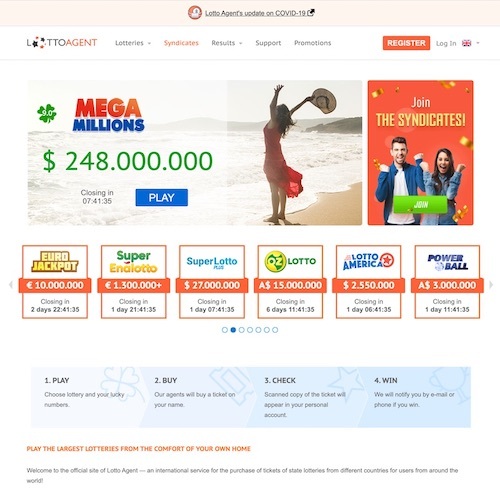 Lotto Agent Homepage Screenshot