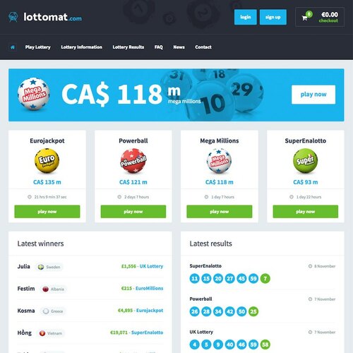 LottoMat.com Homepage Screenshot