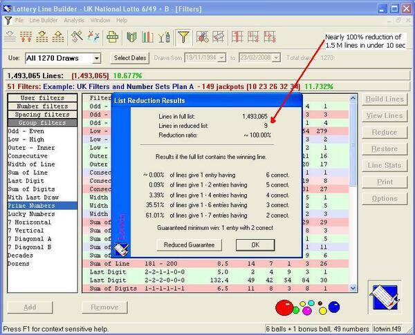 LotWin Reduction Results Screenshot