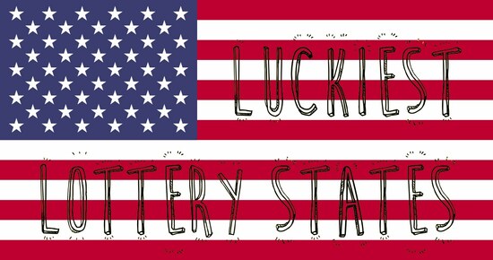Luckiest Lottery States Text on American Flag