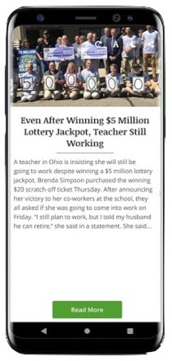 Online Lottery and Lotto Jackpot News App Screenshot