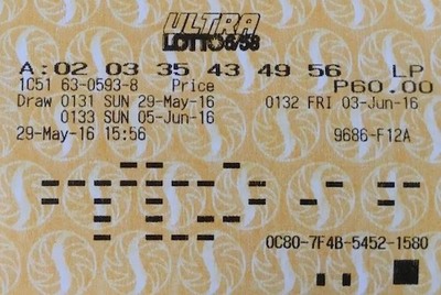 Philippines Ultra Lotto 6/58 Ticket