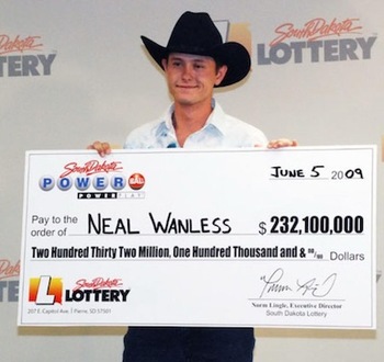 Powerball Neal Wanless with Oversized Check