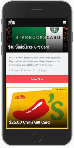 PrizeGrab Mobile Site