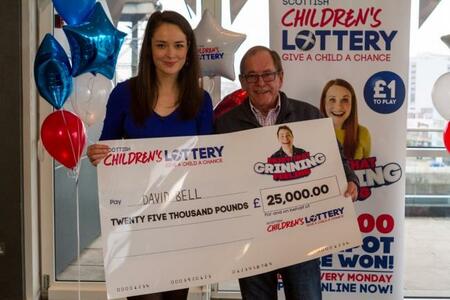 Scottish Children’s Lottery Winner David Bell with Host Jennifer Reoch