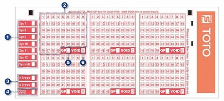 Singapore Toto Lottery Bet Slip