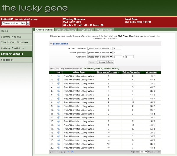 The Lucky Gene Lottery Wheels Screenshot